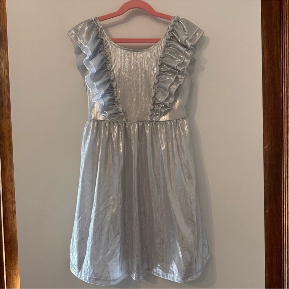 GRACE KARIN Girls Metallic Party Dress Sleeveless Ruffle A-line